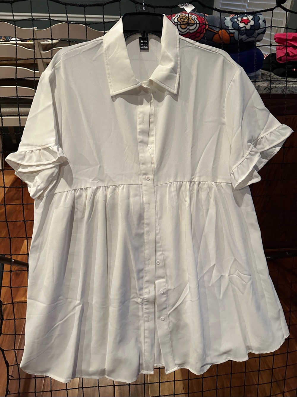 Flowy White Button-Down Peplum Shirt
